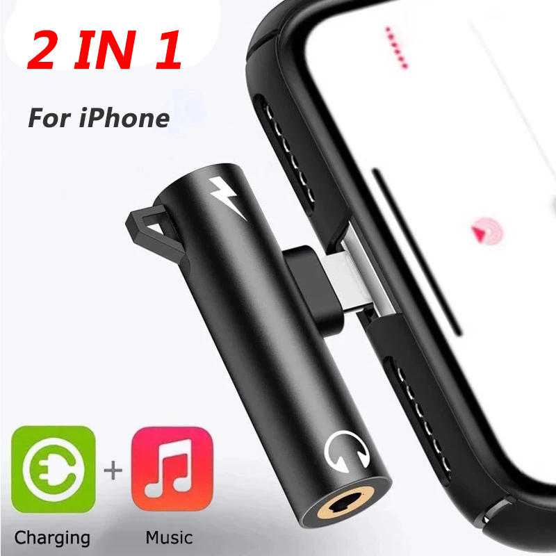Wired Earphone Lightning - Pemisah adaptor 2 in 1, untuk