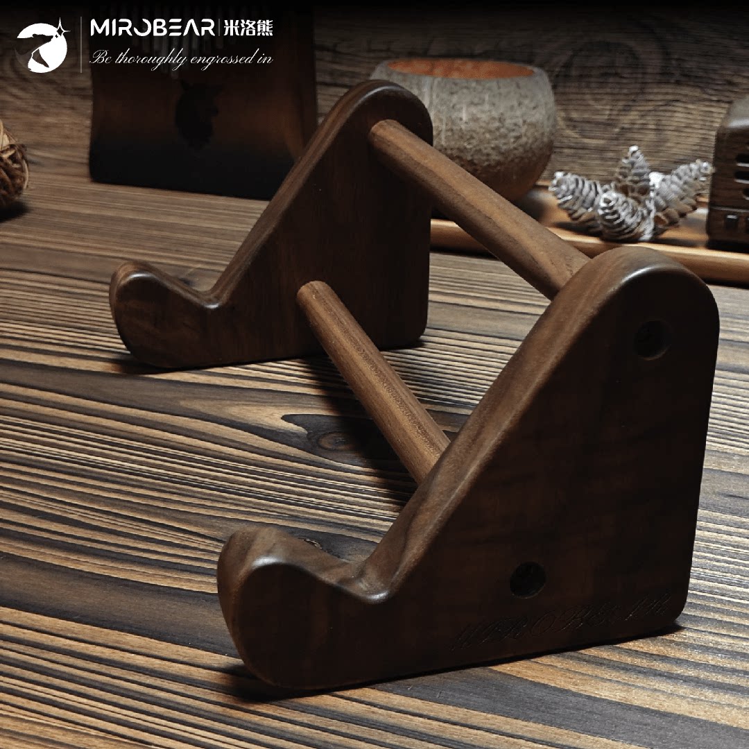 Tablet Accessories Gifts - Rak Penyimpanan Keyboard Kayu Walnut Hitam,