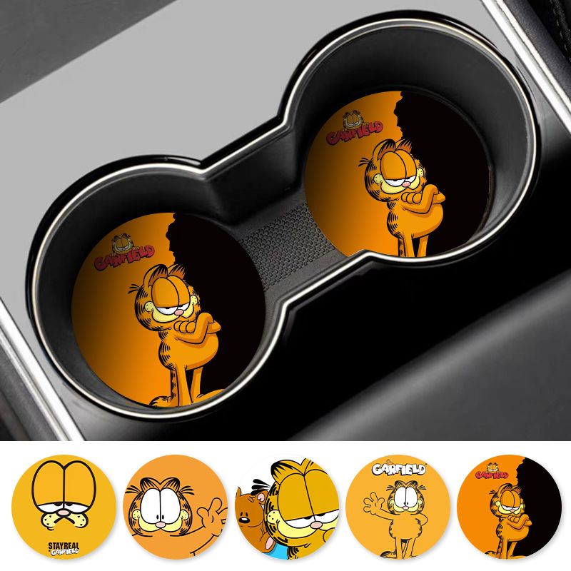 Kartun Garfield Car Cup Coaste - Tablet Accessories For Car ulasan dan harga