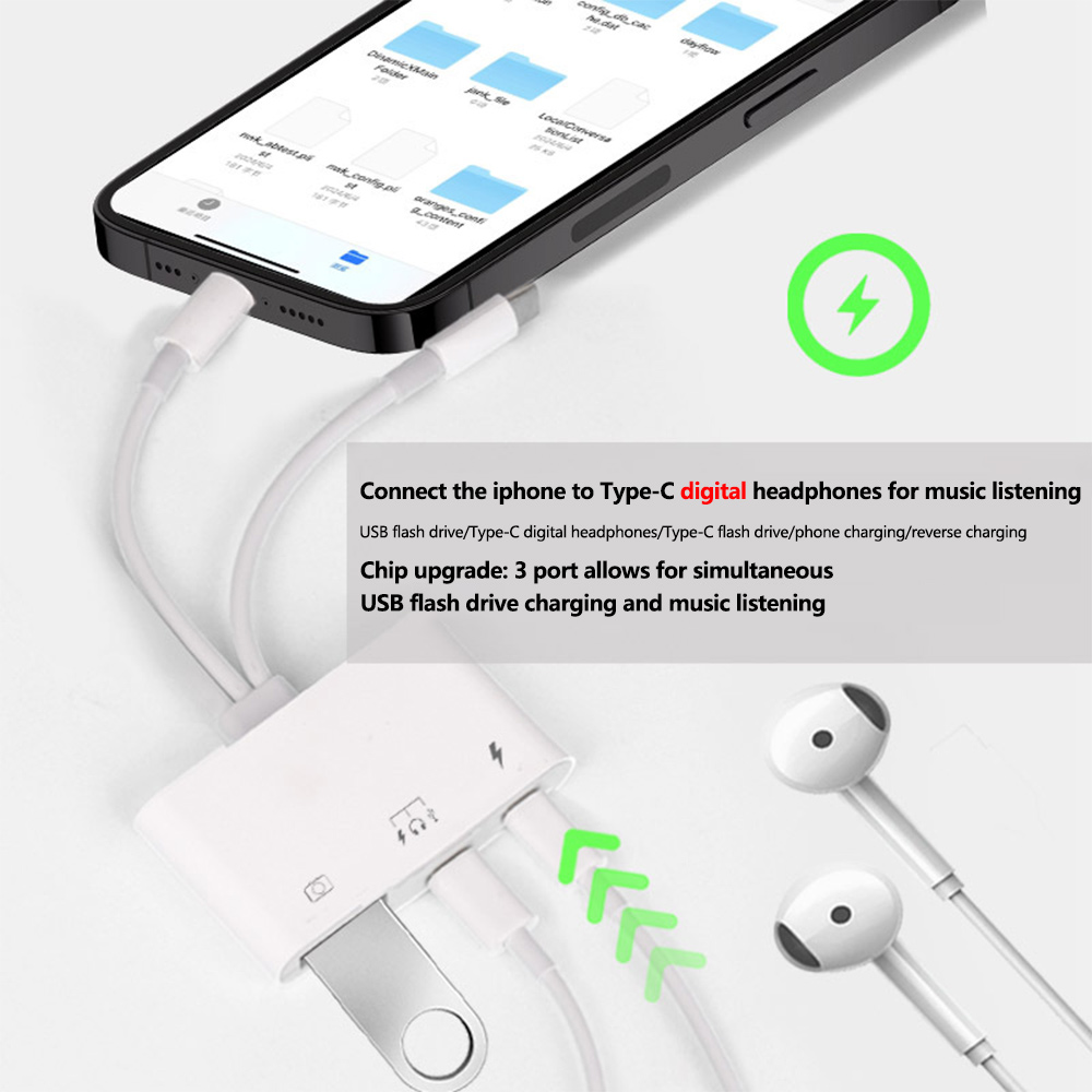 2 in 1 Lightning Tipe C ke USB - Wired Earphone Lightning ulasan dan harga
